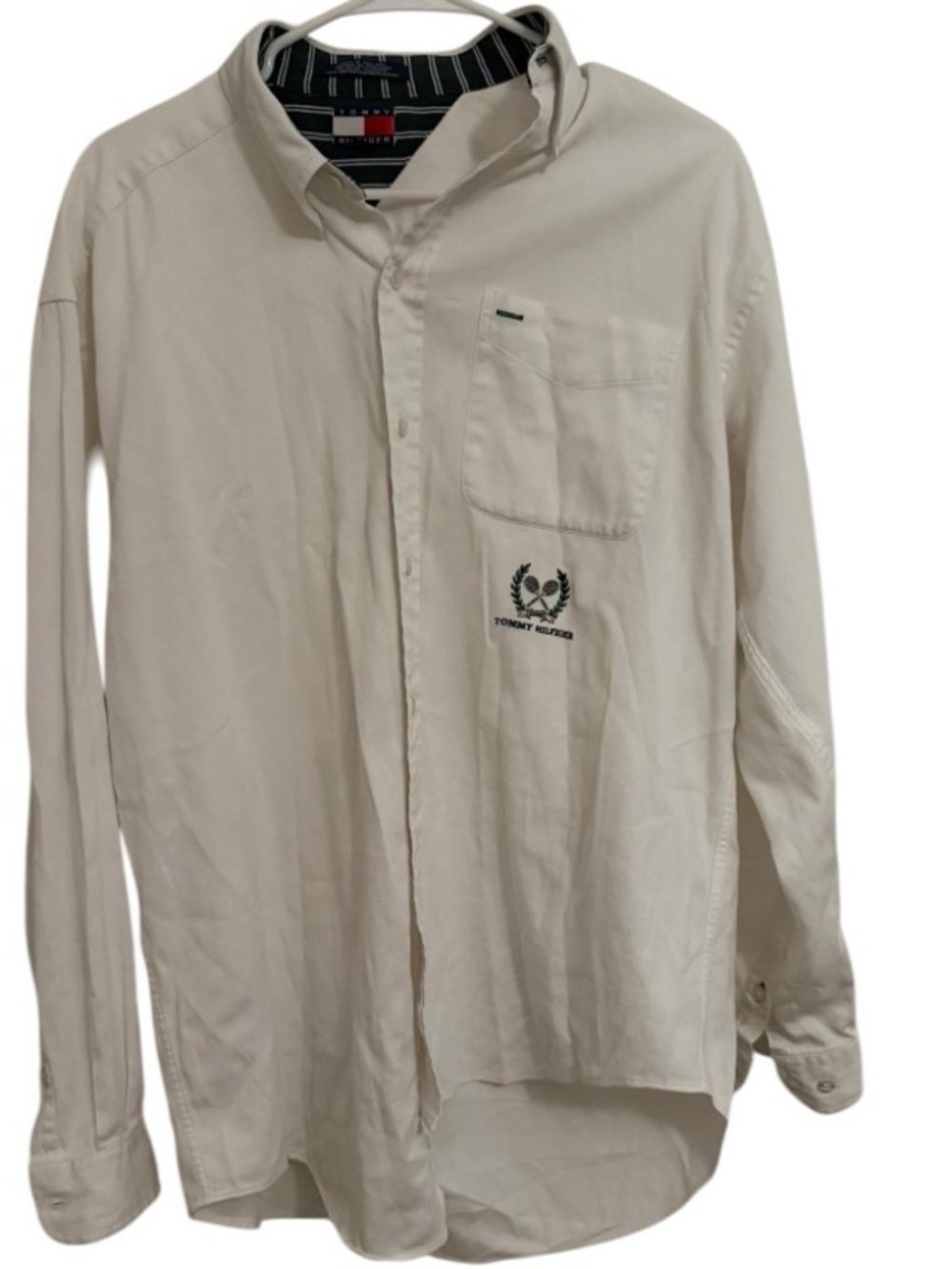 Tommy Hilfiger Vintage White 90s Tennis Button Down Shirt Rare Grail Medium